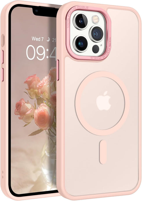 BENTOBEN iPhone 13 Pro Max Case, Pink Translucent Matte, Slim Shockproof, MagSafe Compatible, 6.7" Protective Cover.