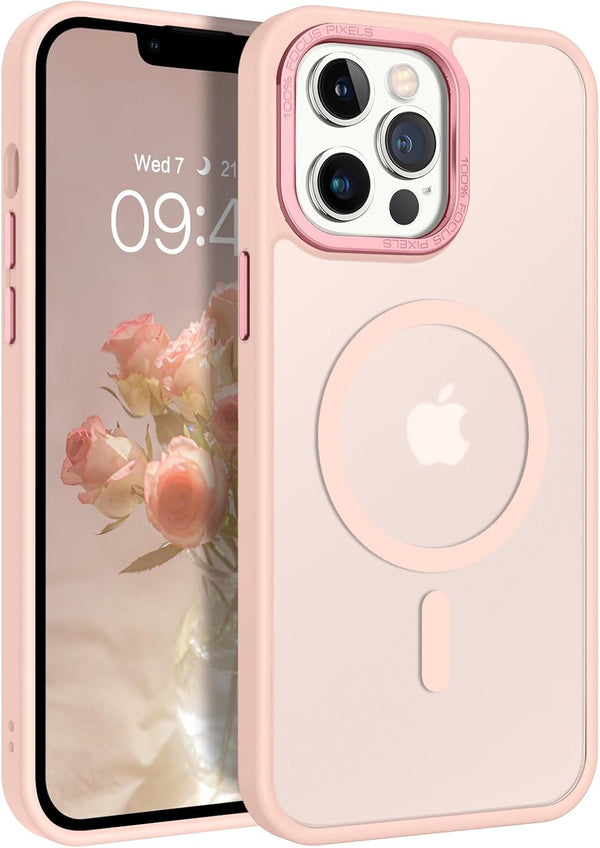 BENTOBEN iPhone 13 Pro Max Case, Pink Translucent Matte, Slim Shockproof, MagSafe Compatible, 6.7" Protective Cover.