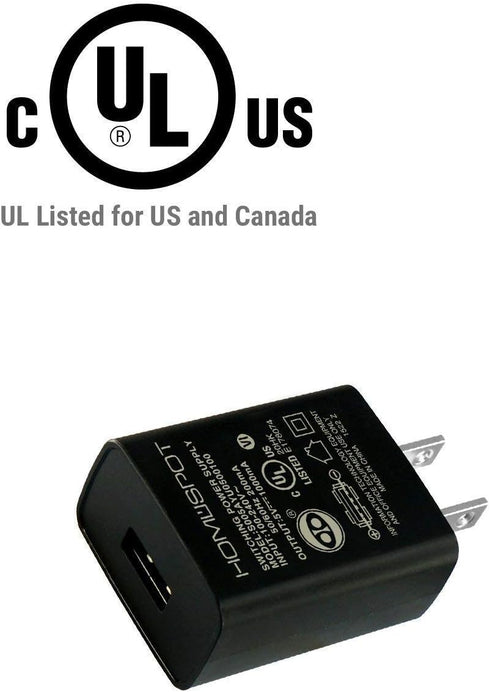 UL Certified USB Wall Charger Power Supply 5v 1A (1000mA) Universal Portable Travel Power Adapter Plug Block High Speed for iPhone iPad iPad Samsung HTC LG iPod Nokia Travel Office Home Use