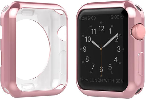 Simpeak 5PACK Soft Back Case for Apple Watch Series 9 8 7 (41mm 45mm), Clear/Black/Pink