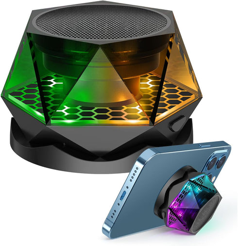 EGKimBa Magnetic Diamond Bluetooth Speaker, Small Wireless Speaker with Multi RGB Color Light