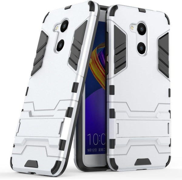 Case for Huawei Honor V9 Play/Honor 6C Pro (5.2 inch) Hybrid Dual Layer Armor Defender with Kickstand (Silver)