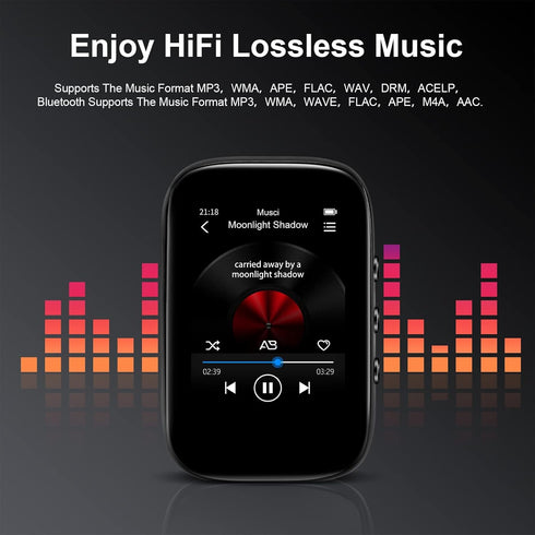 QNGEE 32GB Mp3 512GB Player with Bluetooth Sports Clip-on Music Player Support FM Radio Voice Record E-Book Calendar