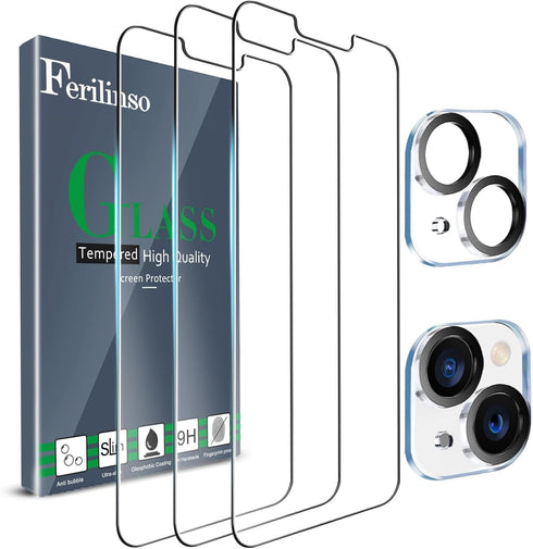 Ferilinso iPhone 13 Mini Screen Protector 3 Pack, HD Tempered Glass, 9H Hardness, Case Friendly, Easy Install, 5G.