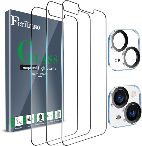 Ferilinso iPhone 13 Mini Screen Protector 3 Pack, HD Tempered Glass, 9H Hardness, Case Friendly, Easy Install, 5G.