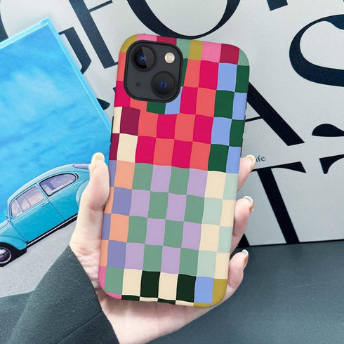 SEized iPhone 14 Case, Colorful Checkerboard, Durable Protection for Girl, Women, Boy, Men