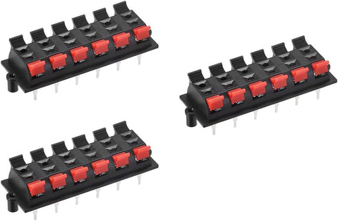 uxcell 2 Row 12 Way Spring Speaker Terminal Clip Push Release Connector, Cable Terminals Strip Block, 3Pcs