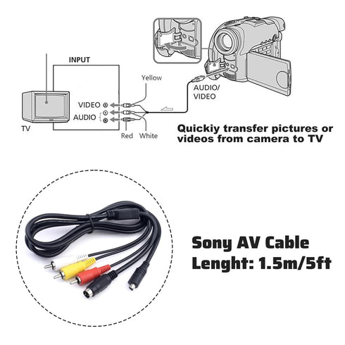 10-Pin VMC-15FS, DCR-HC28/38/48/52/62/96, HDR-CX7, HDR-FX7, DCR-SR200/SR200C Sqrmekoko to AV Audio S Video Cable