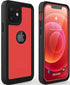 Waterproof Case for iPhone 12, Shockproof Dustproof IP68 Full-Body Hard Case with Built-in Screen Protector, Red