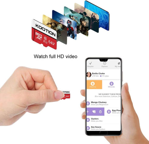 KOOTION 64GB Micro SD Card, 2 Pack, Micro SDXC Memory U1 Class 10 High Speed TF Flash Card