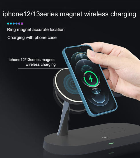 5 in 1 Magnetic Wireless Charging Stand, 15W Fast Mag-Safe Charging Station for iPhone 15/14/13/12 Series, iWatch,