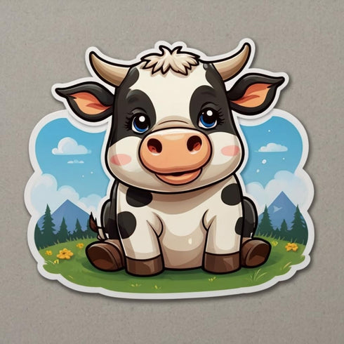 Acatalepsy Sticker Cute Dairy Cow Stickers for Water Bottle 2in, Waterproof Vinyl Kawaii Animal