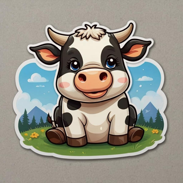 Acatalepsy Sticker Cute Dairy Cow Stickers for Water Bottle 2in, Waterproof Vinyl Kawaii Animal