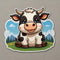 Acatalepsy Sticker Cute Dairy Cow Stickers for Water Bottle 2in, Waterproof Vinyl Kawaii Animal