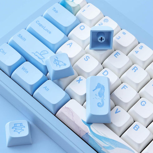 Hyekit 137 Set PBT Keycaps Keys Melody of The Sea Keycap Dye-Sublimation Cute Keycaps XDA Profile for Cherry Gateron MX