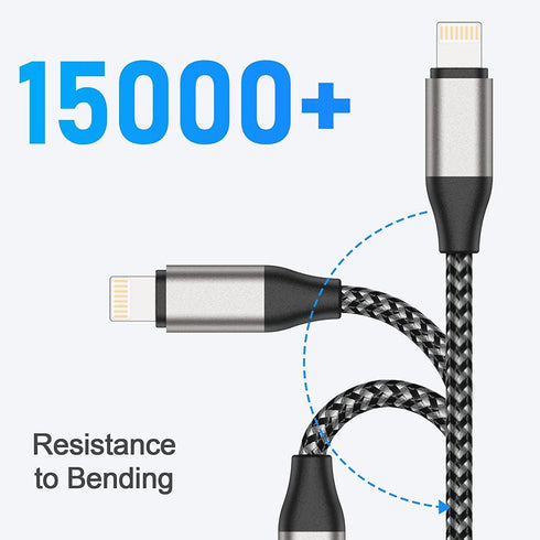 iPhone 10ft USB C to Lightning Cable, 2 Pack, MFi 20W Fast Charger, Nylon Braided, Compatible with iPhone