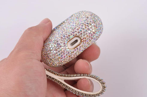 Sparkly Diamond Case for AirPods Pro 1&2 Generation, Shockproof Rhinestone Cover with Keychain