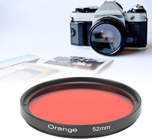 52mm Camera Lens Filter, HD Multi Coated Optical Glass Photography Filters, DSLR Camera Accessories, for Nikon, for Fujifilm Digital Cameras Series, with Storage Box (Orange)