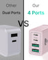 40W USB C Charger Cube, 2-Pack Fast Charging Block, 4-Port QC Wall Plug + PD 3.0 Power Adapter for iPhone, iPad, Samsung
