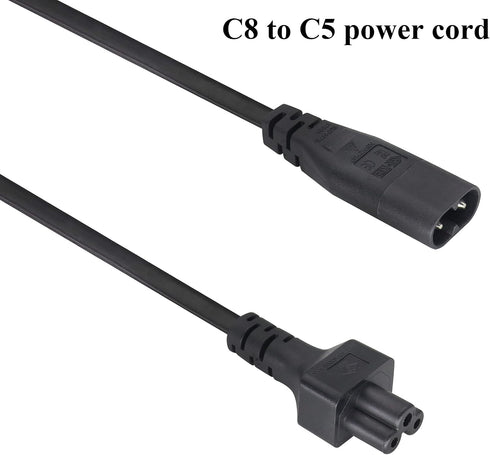 AAOTOKK (2 Pack) 320 C8 C5 Cable,7.5A 125V 8 3Pole etc(33Cm/1ft)(C5 C8) IEC to AC Adapter Figure Male to Mickey Mouse