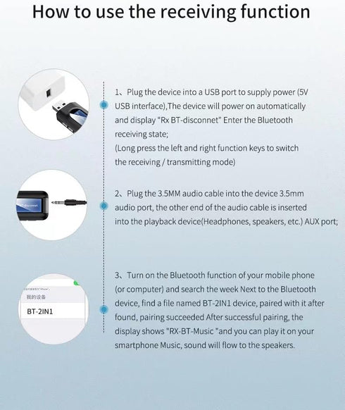 USB Bluetooth 5.0 Transmitter Receiver for TV, Portable Wireless Adapter, 3.5mm Jack Audio Bluetooth Transmitter for