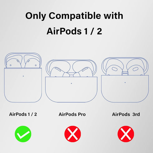 Wonhibo Cute Butterfly Case for AirPods - Cover for Airpod 1 & 2 with Keychain (Blue)