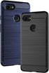 Google Pixel 3 Phone Case with Slim Thin Full Body Silicone Rubber, Navy Blue, Tempered Glass Screen Protector
