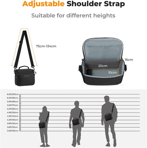 K&F Concept Small Camera Sling Bag, Crossbody Case for DSLR/SLR, Cute Compact Shoulder Photography Bag