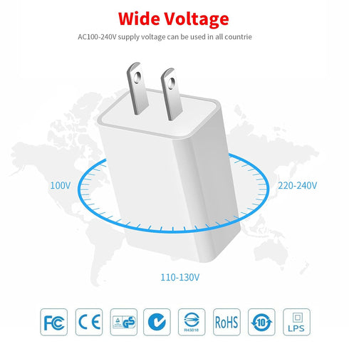 MEROM USB Wall Charger, 5V 2A Power Adapter Universal USB Plug Cell Phone Charger Block Cube Compatible with iPhone