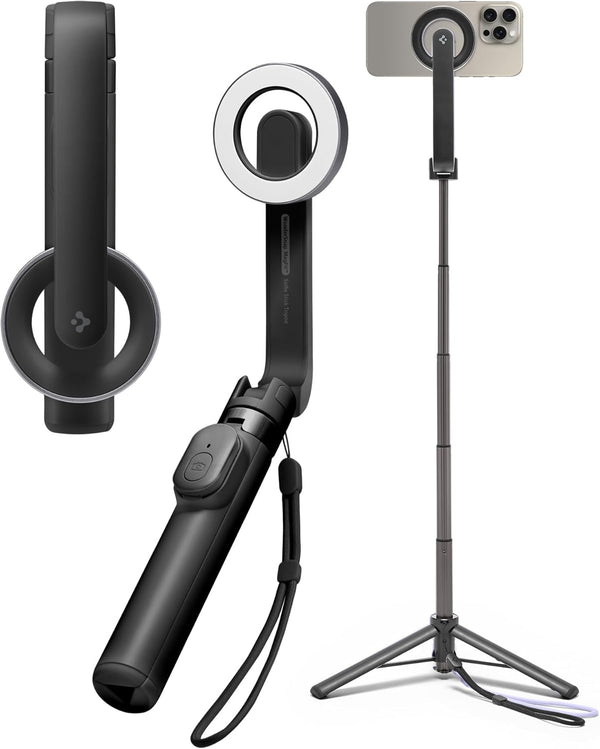 Spigen S571W (MagFit) MagSafe Selfie Stick Tripod Stand with Bluetooth Remote Control, Compatible with MagSafe Phones