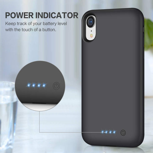 Battery Case for iPhone XR, 6800mAh Portable Charging Backup External Battery Pack - Black