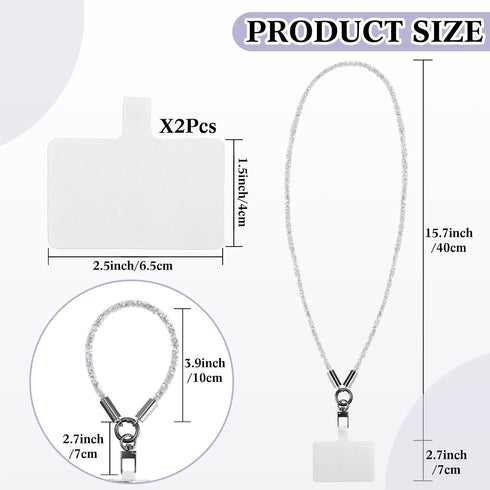 Crystal Phone Lanyard Wrist Strap, Glitter Rhinestone Neck Lanyard Bling Keychain Strap for Women Card Holder