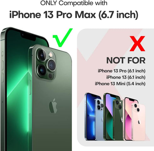 TAURI 3 in 1 iPhone 13 Pro Max Case Clear, Not-Yellowing, Military-Grade Drop Protection, Slim Shockproof Phone Lanyard