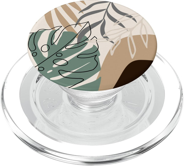 Tropical Botanical PopSockets MagSafe PopGrip - Beige Brown Exotic Minimalist Abstract for iPhone