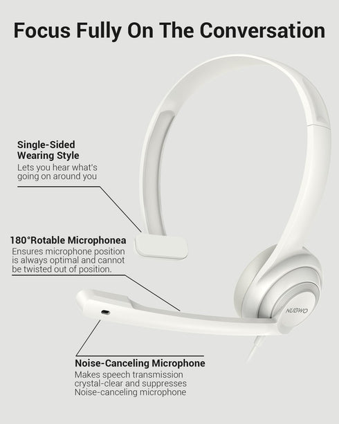 HW02 USB Headset with Microphone, Noise Cancelling, Ultra Comfort Wired Office Call Center Headset