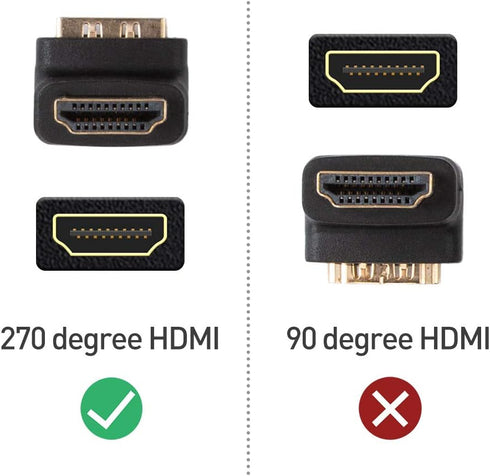 Cable Matters 2-Pack Right Angle HDMI Adapter (270 Degree) with 4K and HDR Support