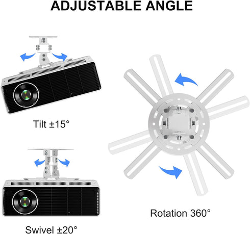 XINLEI Universal Projector Ceiling Mount, Low Profile with Retractable Arms and Multiple Adjustment Function, PR14W