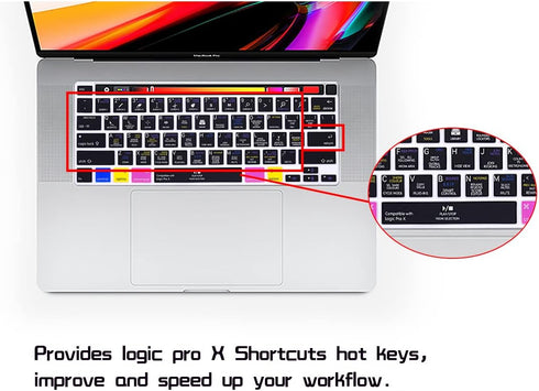 HRH Logic Pro X Shortcuts Hotkey Silicone Keyboard Cover for MacBook Pro 13 inch 2020 and 16" 2019 Models
