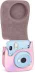 Phetium Instant Camera Case for Instax Mini 11/12, PU Leather Bag with Pocket and Adjustable Shoulder Strap (Magic Pink)
