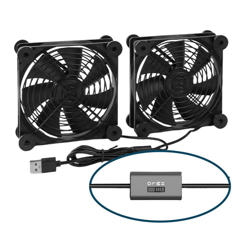 Quiet Dual 120mm USB Fan Dual-Ball Bearings, with L/M/H 3-Degree Speed Controller