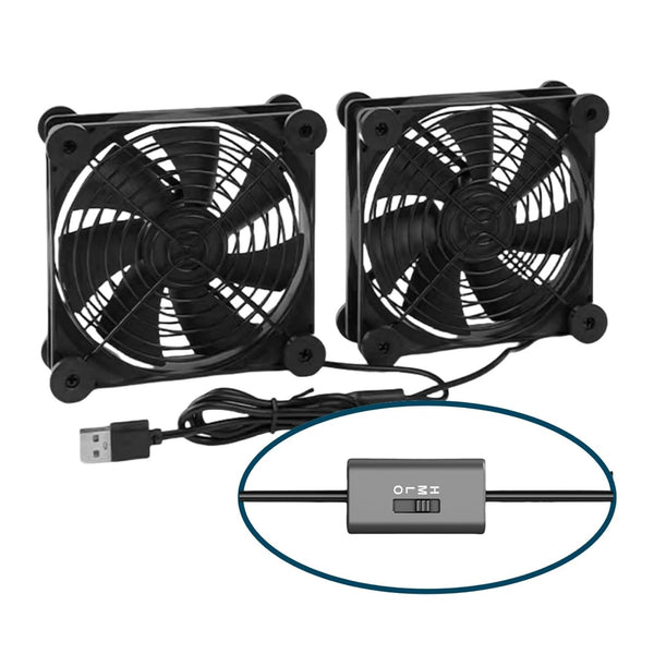 Quiet Dual 120mm USB Fan Dual-Ball Bearings, with L/M/H 3-Degree Speed Controller