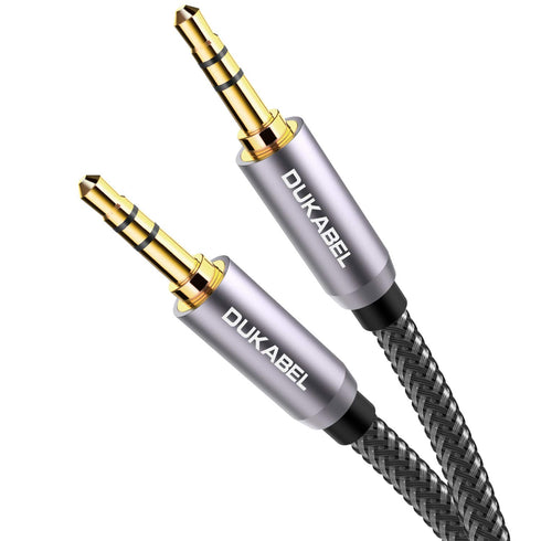 DUKABEL Top Series 3.5mm AUX Cable, 4 Feet Gold-Plated Nylon Braided Male to Male Stereo Audio Cord for Speakers