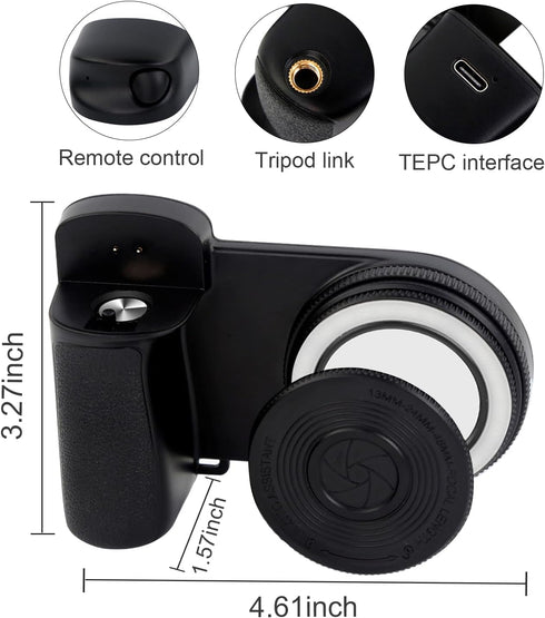 Keledz 16 15 14 13 12 Magnetic Phone Camera Grip with Selfie Fill Light, Smartphone Shooting Holder Selfie Handle Snap