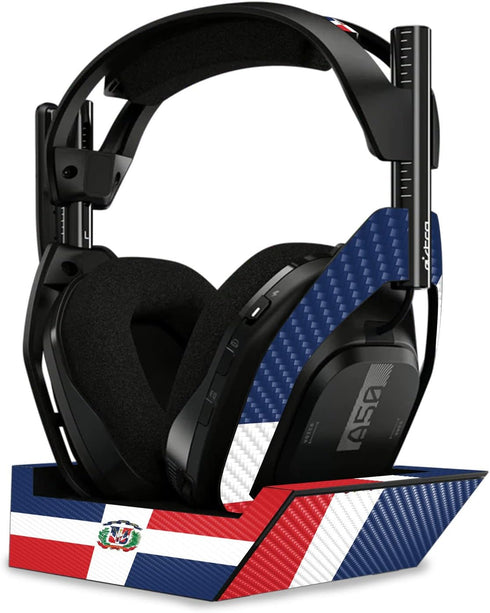 MightySkins Carbon Fiber Skin for Astro A50 Wireless Headphones + Base Station (Gen 4) - Dominican Flag | Durable Finish