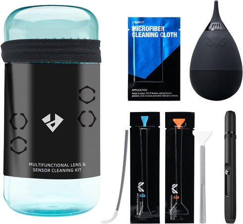 VSGO Professional Cleaning Kit, Lens Cleaning Pen, Full Frame and APS-C Sensor Cleaning Swabs, Air Blower, Cloth