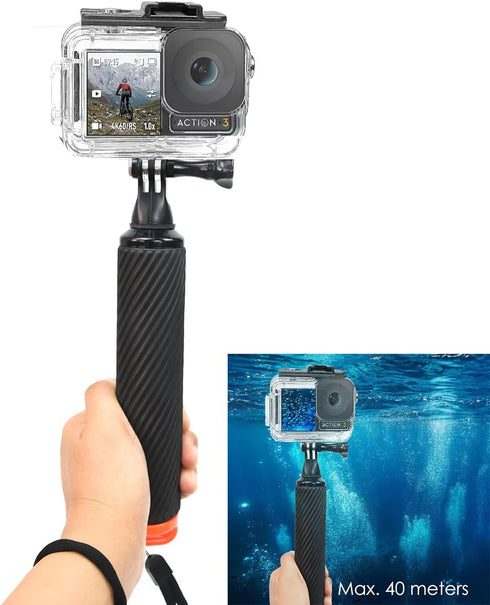 Fotoleey Dive Case + Floating Hand Grip for DJI Osmo Action 4, Action 3