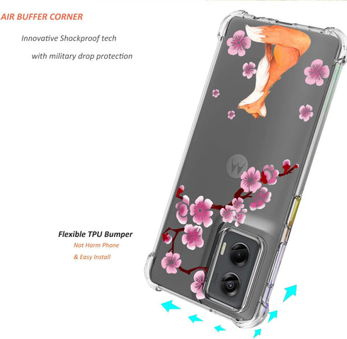 for Motorola Moto G Stylus 5G 2024 Case, Clear Cute Flowers Design for Girls, Slim Soft TPU Bumper Shockproof Cover