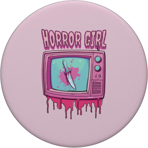 Horror Movie Lover Pastel Goth Slasher | Pink Retro TV Scary PopSockets Standard PopGrip