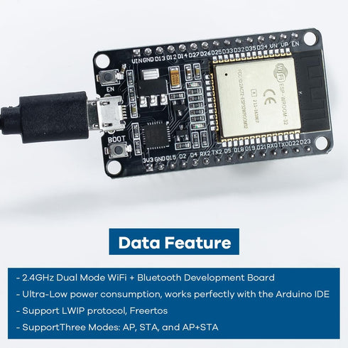 3Pack ESP32 ESP-WROOM-32 Development Board WiFi + Bluetooth CP2102 Dual Core 2.4Ghz Microcontroller Compatible with Arduino by Hosyond