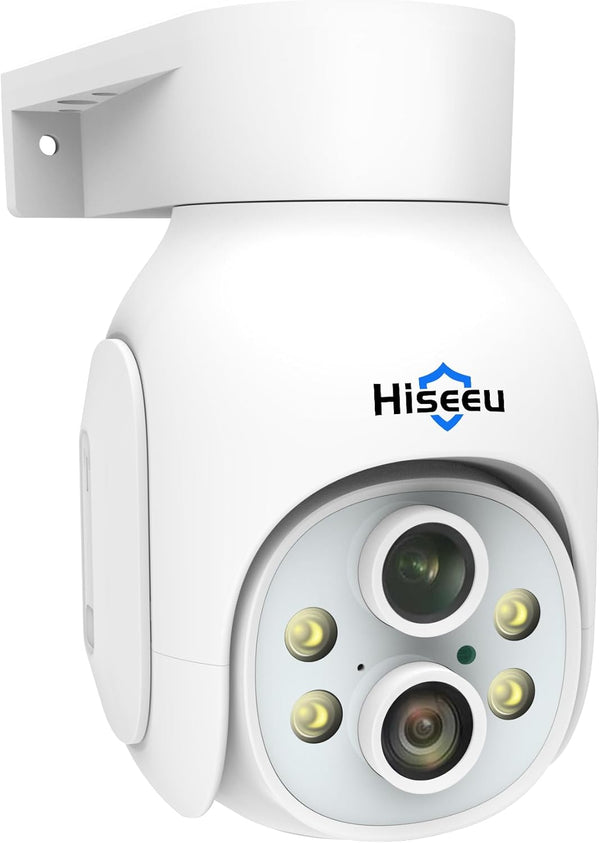 Hiseeu 3MP Dual Lens Security Camera Wireless WiFi 2.4GHz Outdoor, 10X Zoom, Full Color Night Vision, IP66